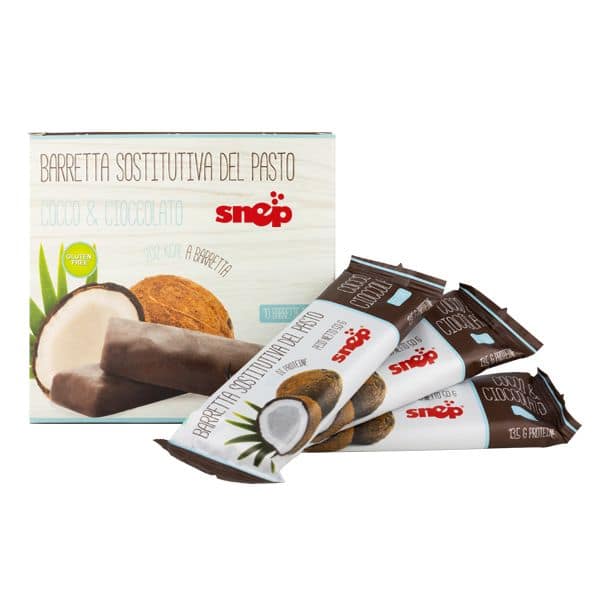 BARRETTA SOSTITUTO DI PASTO AL COCCO E CIOCCOLATO SNEP BARRETTA SOSTITUTO DI PASTO AL COCCO E CIOCCOLATO SNEP, pasto sostitutivo ipocalorico e bilanciato al gusto cocco e cioccolato