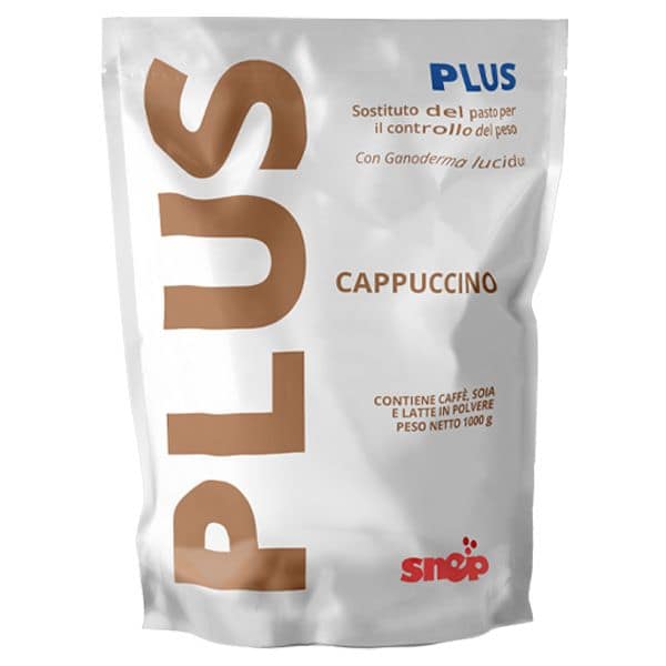 PLUS CAPPUCCINO SNEP PLUS CAPPUCCINO SNEP busta 1000g sostituto del pasto per dimagrire con proteine di soia e Ganoderma